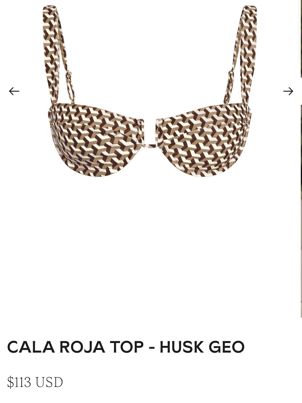 Monday Swimwear Cala Roja Top in Husk Geo Brown & White